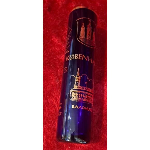 Vintage Kobenhavn Holmegaard Royal Copenhagen Cobalt Blue Gold Vase Souvenir - Picture 4 of 9